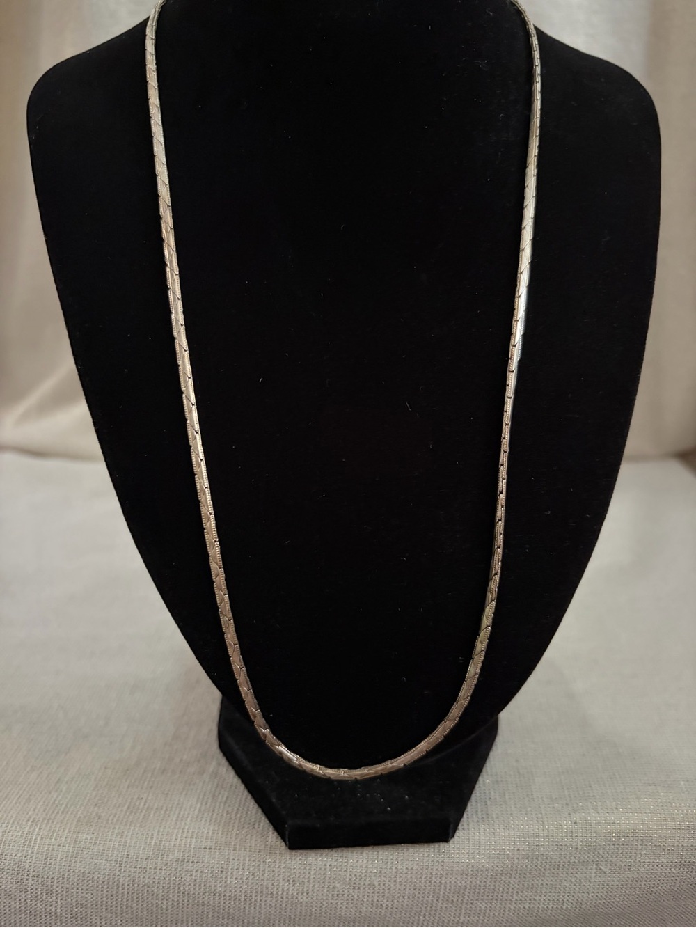 Classic Silver-Tone Flat Herringbone Necklace - Women Jewelry
